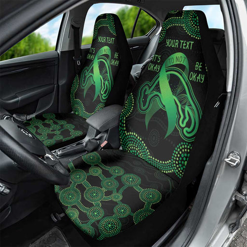 Green Kangaroo Ribbon Aboriginal Personalised Car Seat Cover Depression Awareness
