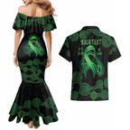 Green Kangaroo Ribbon Aboriginal Personalised Couples Matching Mermaid Dress and Hawaiian Shirt Depression Awareness
