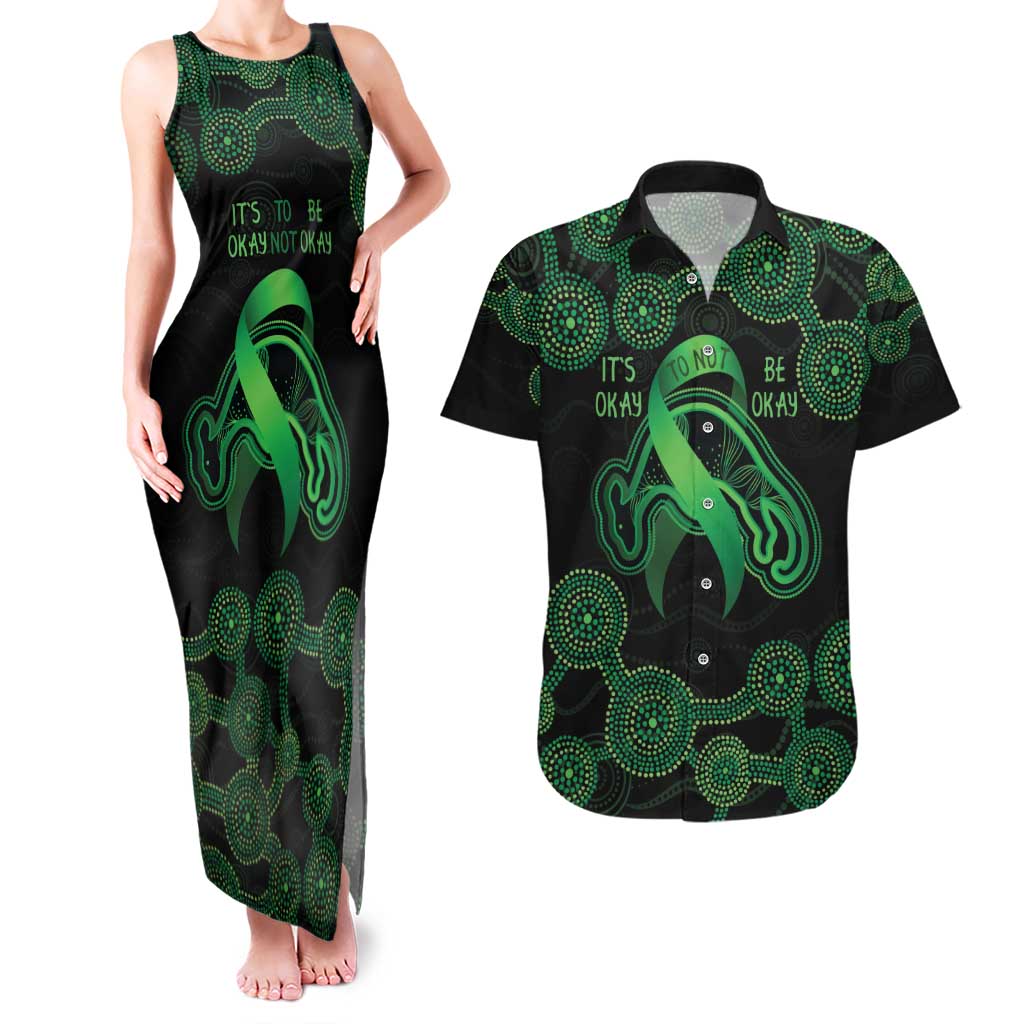 Green Kangaroo Ribbon Aboriginal Personalised Couples Matching Tank Maxi Dress and Hawaiian Shirt Depression Awareness