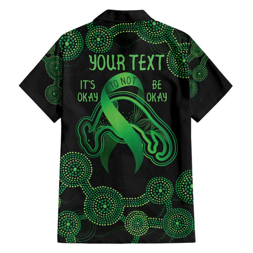 Green Kangaroo Ribbon Aboriginal Personalised Family Matching Long Sleeve Bodycon Dress and Hawaiian Shirt Depression Awareness