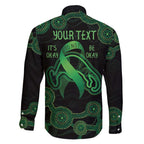 Green Kangaroo Ribbon Aboriginal Personalised Family Matching Long Sleeve Bodycon Dress and Hawaiian Shirt Depression Awareness