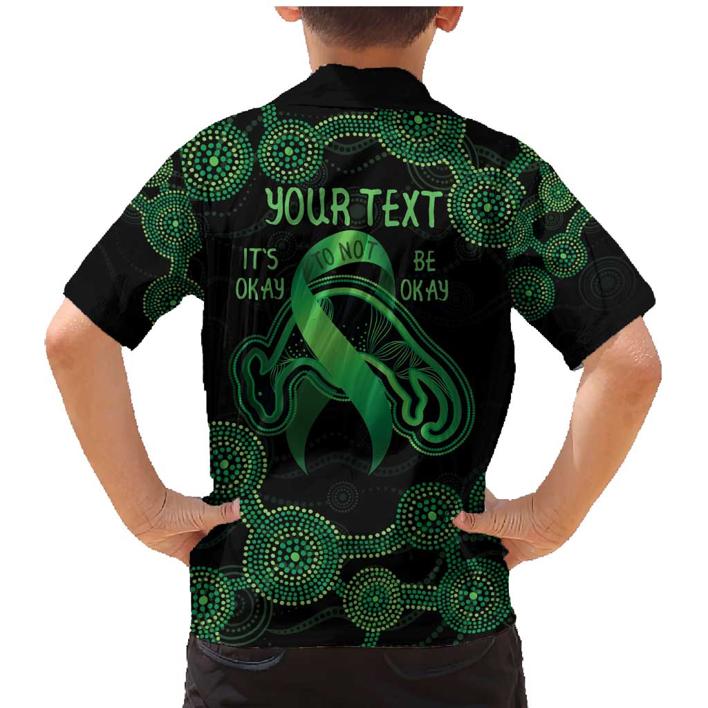 Green Kangaroo Ribbon Aboriginal Personalised Family Matching Mermaid Dress and Hawaiian Shirt Depression Awareness