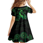 Green Kangaroo Ribbon Aboriginal Personalised Family Matching Mermaid Dress and Hawaiian Shirt Depression Awareness