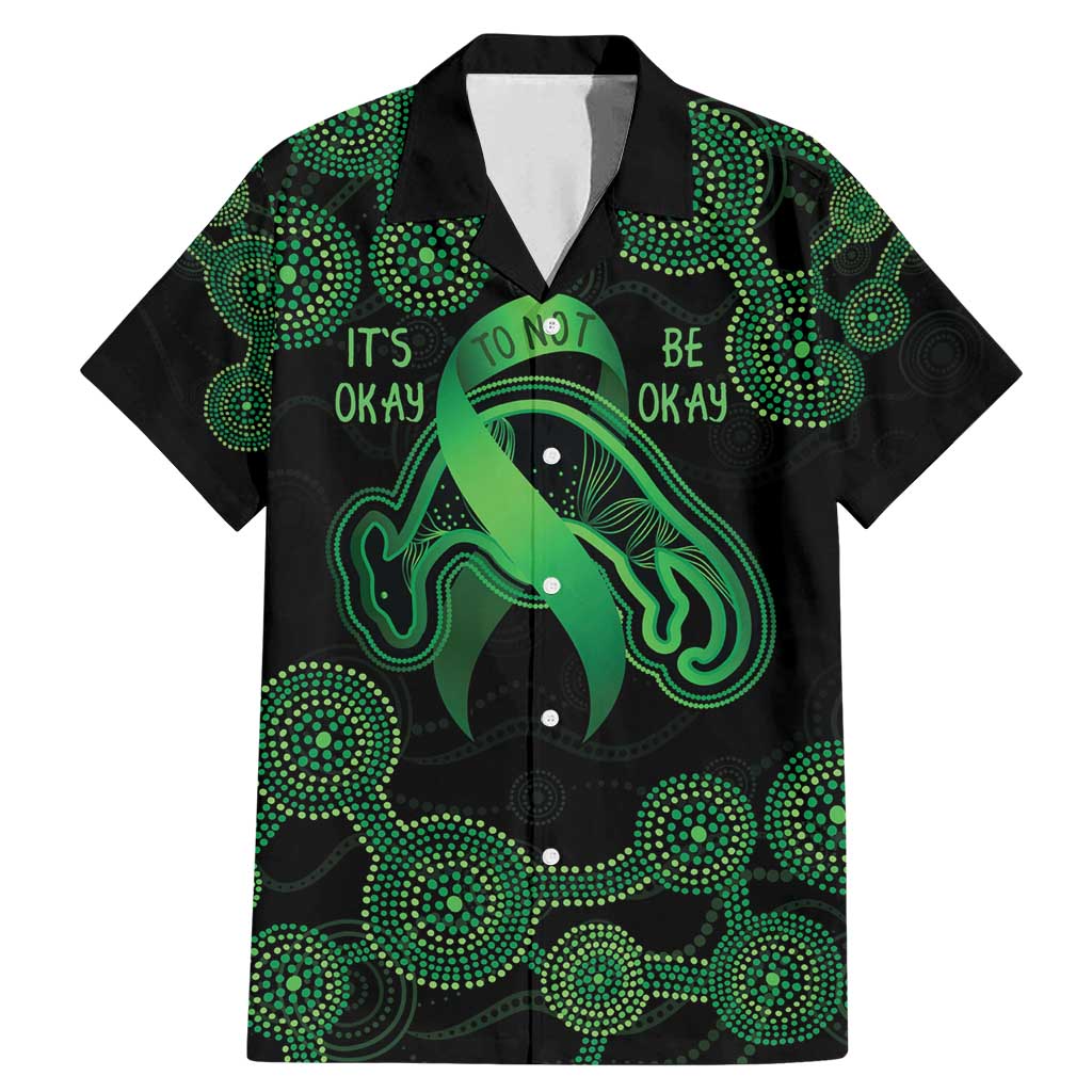 Green Kangaroo Ribbon Aboriginal Personalised Family Matching Mermaid Dress and Hawaiian Shirt Depression Awareness