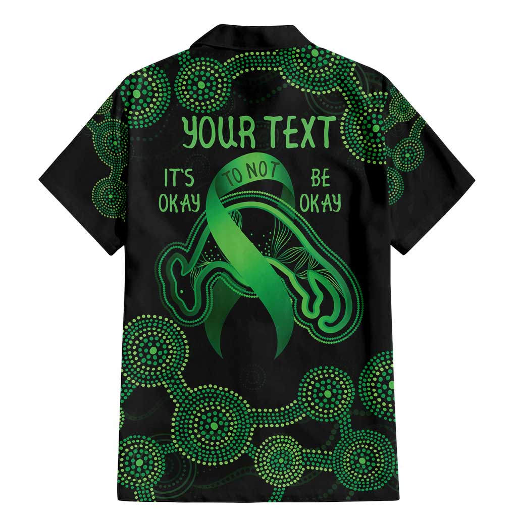 Green Kangaroo Ribbon Aboriginal Personalised Family Matching Mermaid Dress and Hawaiian Shirt Depression Awareness