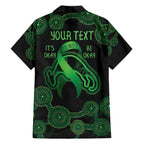 Green Kangaroo Ribbon Aboriginal Personalised Family Matching Off The Shoulder Long Sleeve Dress and Hawaiian Shirt Depression Awareness