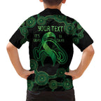 Green Kangaroo Ribbon Aboriginal Personalised Family Matching Off Shoulder Maxi Dress and Hawaiian Shirt Depression Awareness