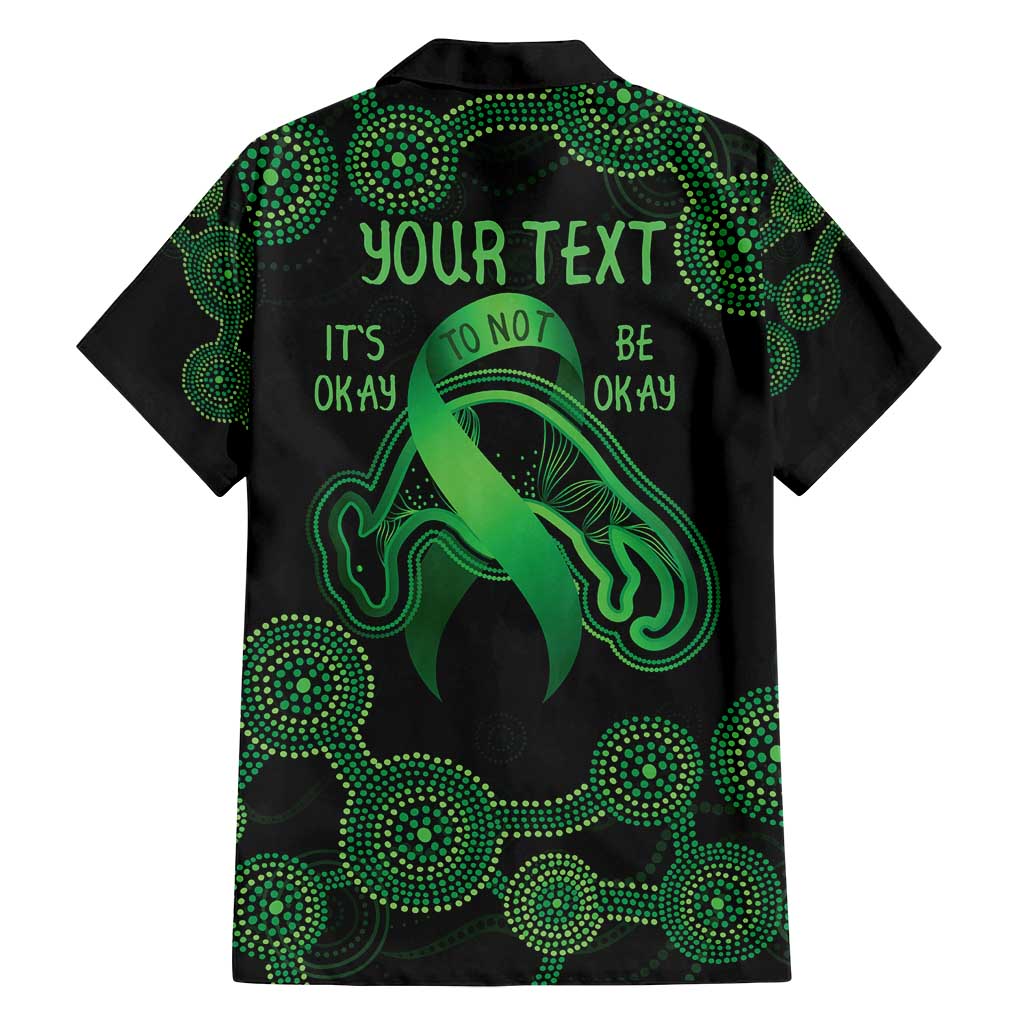 Green Kangaroo Ribbon Aboriginal Personalised Family Matching Off Shoulder Maxi Dress and Hawaiian Shirt Depression Awareness