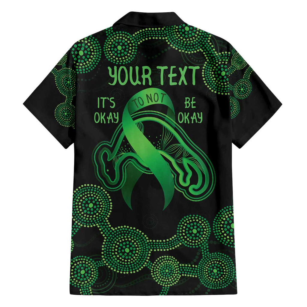 Green Kangaroo Ribbon Aboriginal Personalised Family Matching Puletasi and Hawaiian Shirt Depression Awareness