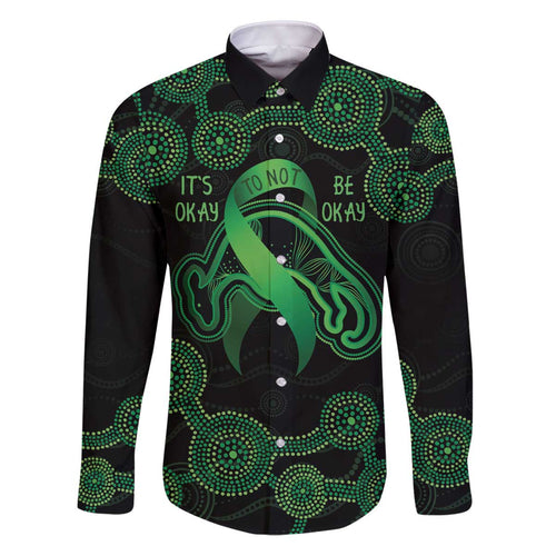 Green Kangaroo Ribbon Aboriginal Personalised Family Matching Puletasi and Hawaiian Shirt Depression Awareness