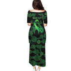 Green Kangaroo Ribbon Aboriginal Personalised Family Matching Puletasi and Hawaiian Shirt Depression Awareness