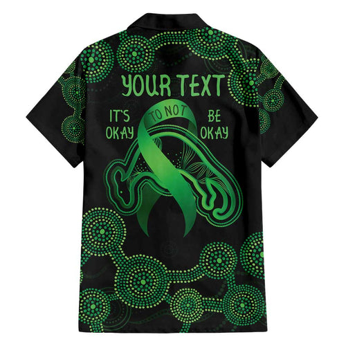 Green Kangaroo Ribbon Aboriginal Personalised Family Matching Short Sleeve Bodycon Dress and Hawaiian Shirt Depression Awareness