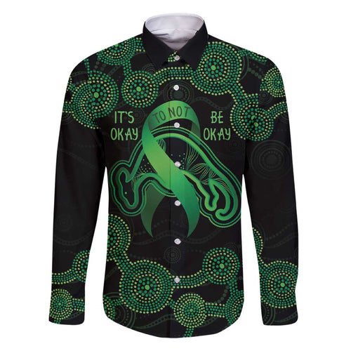 Green Kangaroo Ribbon Aboriginal Personalised Family Matching Short Sleeve Bodycon Dress and Hawaiian Shirt Depression Awareness
