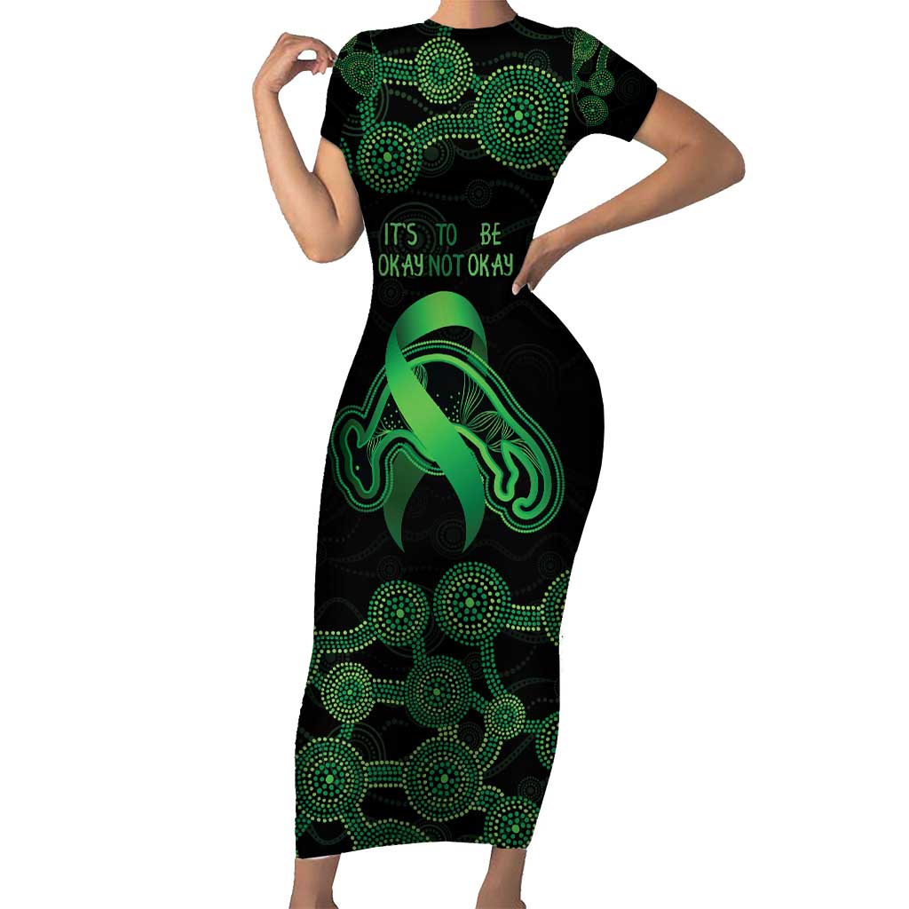 Green Kangaroo Ribbon Aboriginal Personalised Family Matching Short Sleeve Bodycon Dress and Hawaiian Shirt Depression Awareness