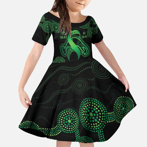 Green Kangaroo Ribbon Aboriginal Personalised Family Matching Tank Maxi Dress and Hawaiian Shirt Depression Awareness