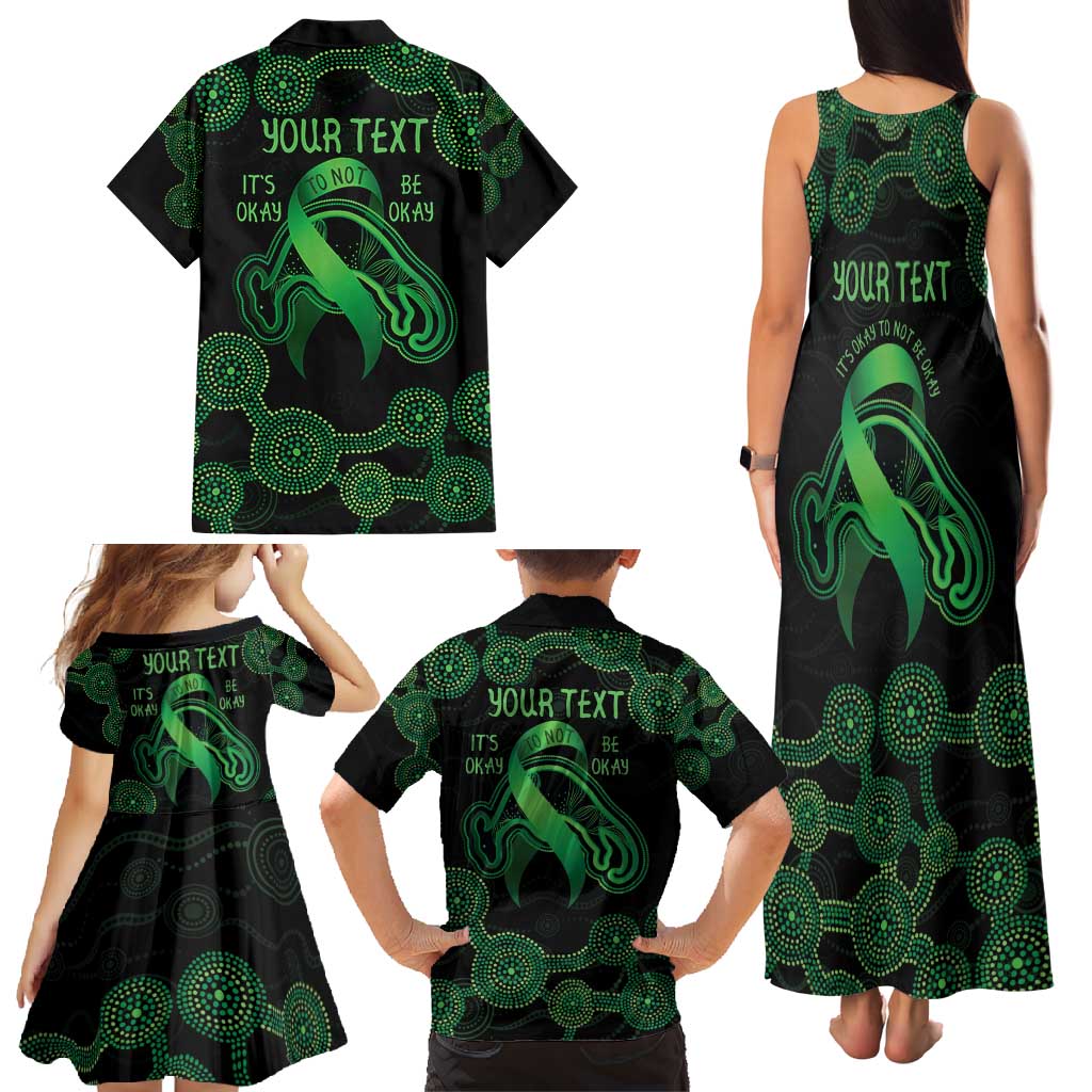 Green Kangaroo Ribbon Aboriginal Personalised Family Matching Tank Maxi Dress and Hawaiian Shirt Depression Awareness