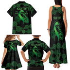Green Kangaroo Ribbon Aboriginal Personalised Family Matching Tank Maxi Dress and Hawaiian Shirt Depression Awareness
