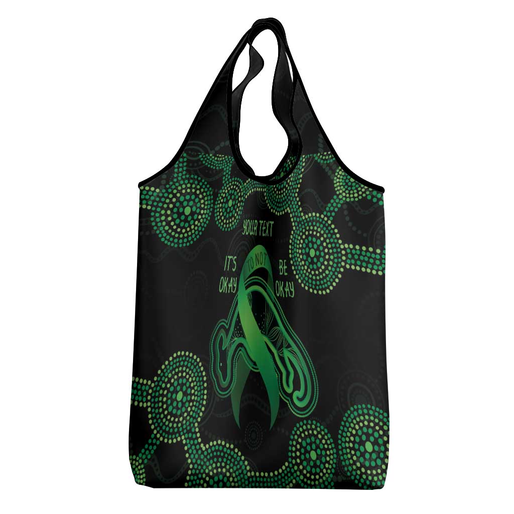 Green Kangaroo Ribbon Aboriginal Personalised Grocery Bag Depression Awareness