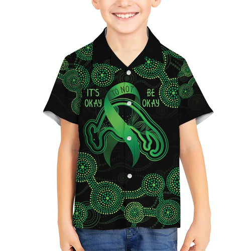 Green Kangaroo Ribbon Aboriginal Personalised Hawaiian Shirt Depression Awareness