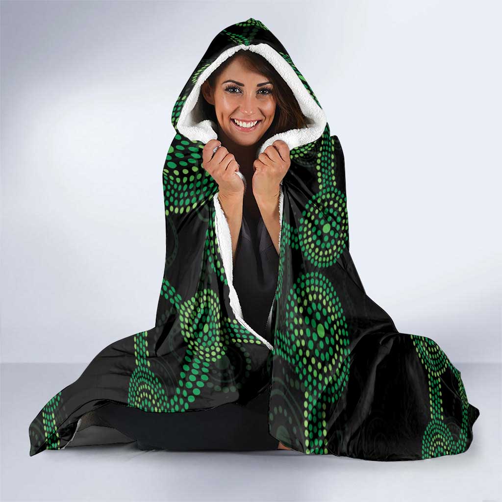 Green Kangaroo Ribbon Aboriginal Personalised Hooded Blanket Depression Awareness