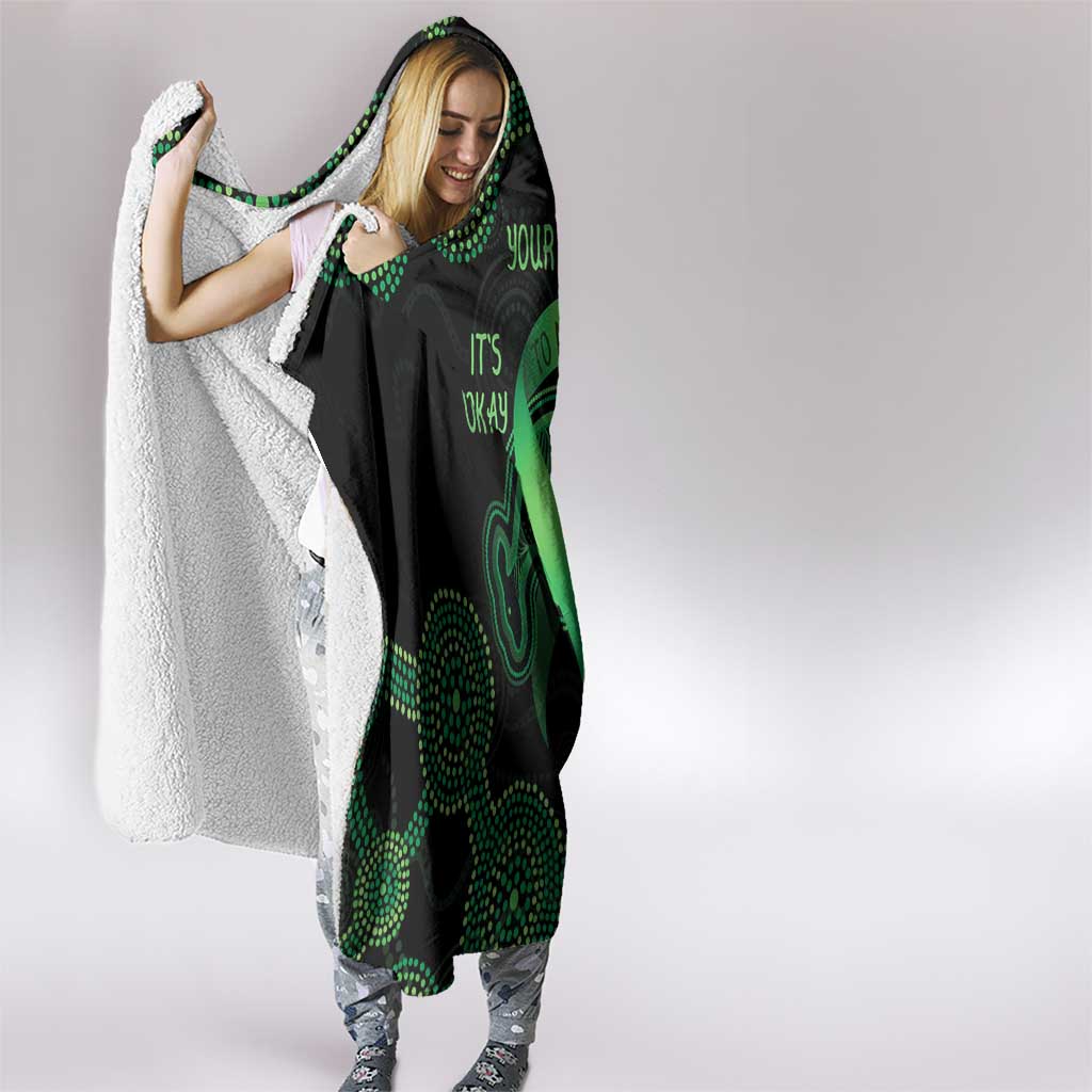 Green Kangaroo Ribbon Aboriginal Personalised Hooded Blanket Depression Awareness
