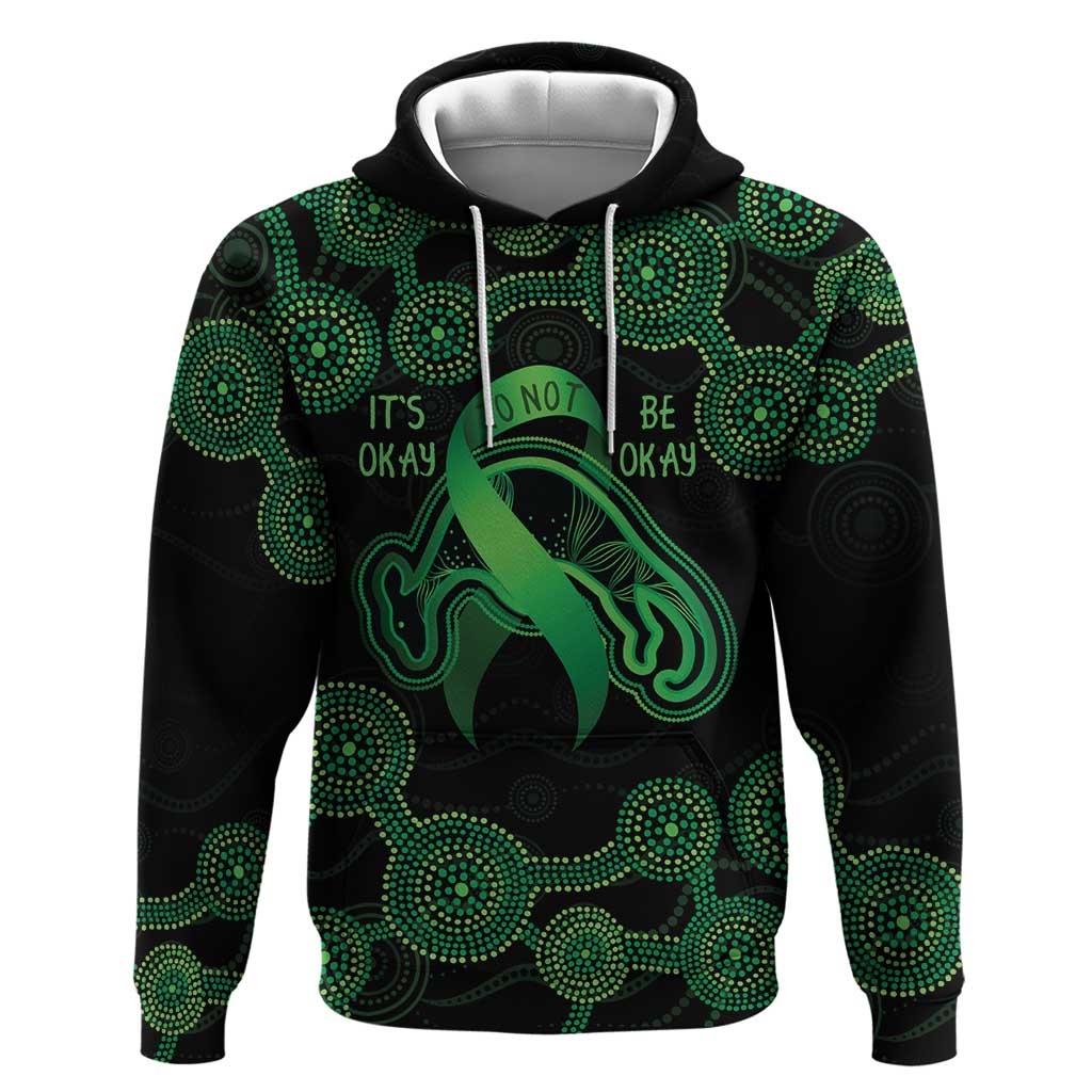 Green Kangaroo Ribbon Aboriginal Personalised Hoodie Depression Awareness