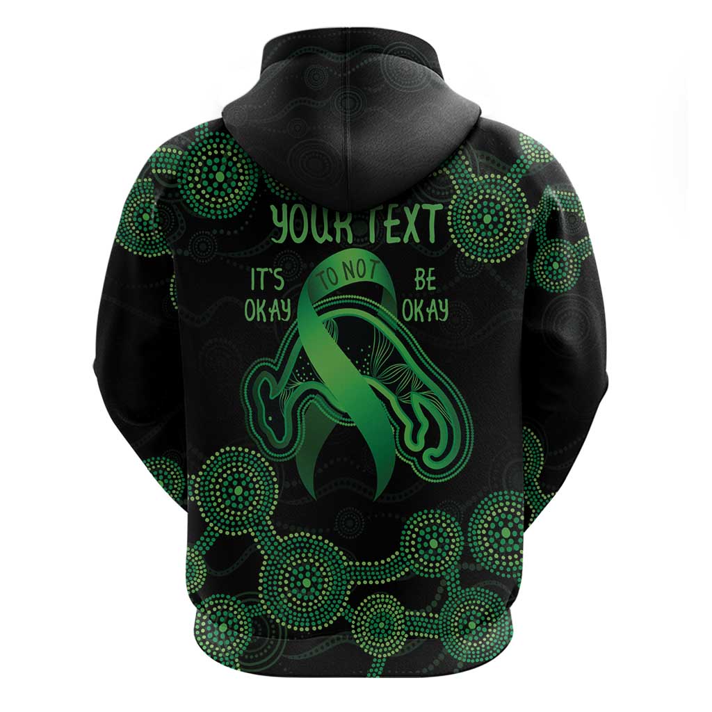 Green Kangaroo Ribbon Aboriginal Personalised Hoodie Depression Awareness