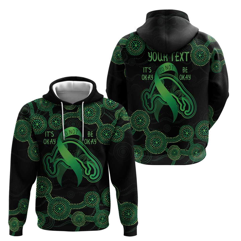 Green Kangaroo Ribbon Aboriginal Personalised Hoodie Depression Awareness