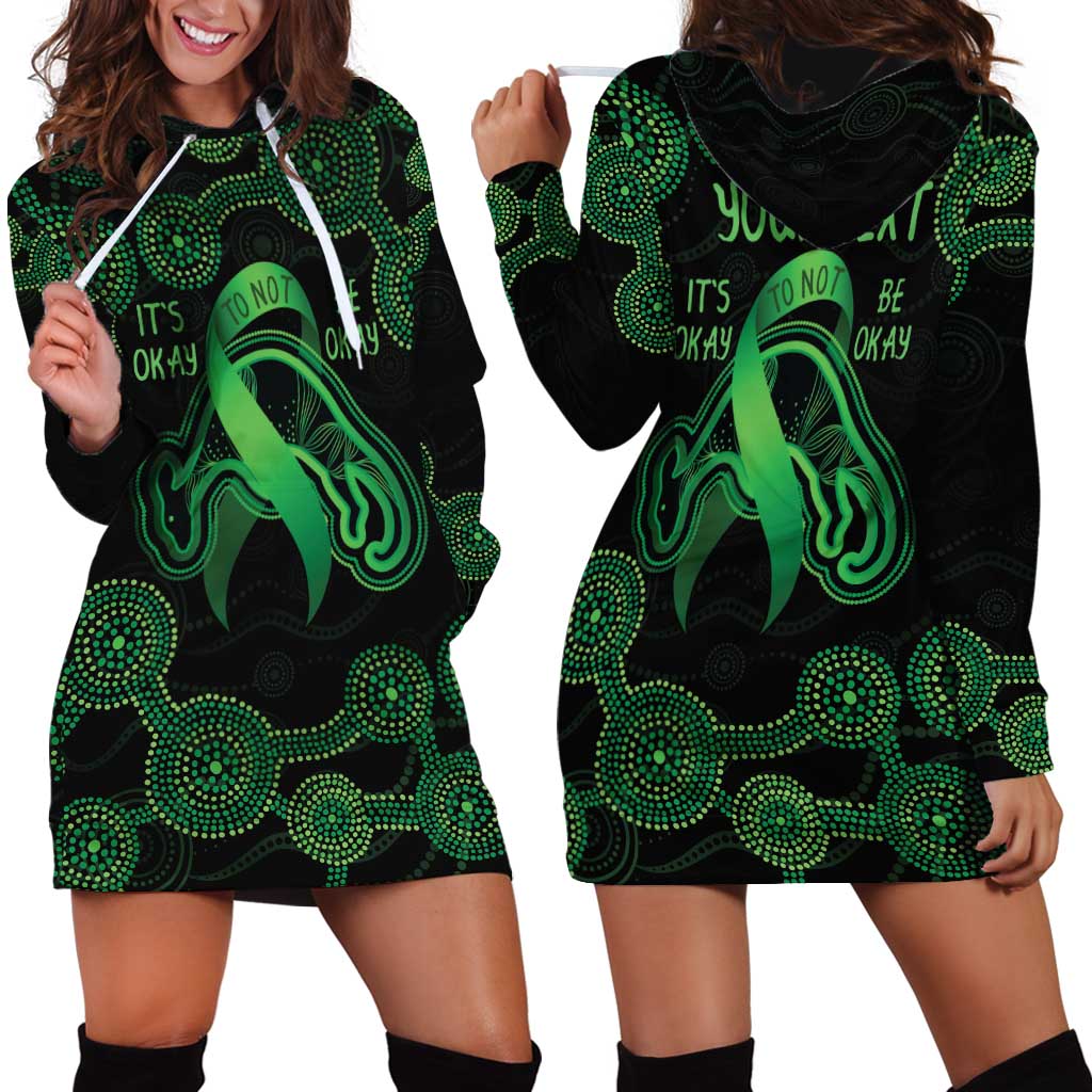 Green Kangaroo Ribbon Aboriginal Personalised Hoodie Dress Depression Awareness