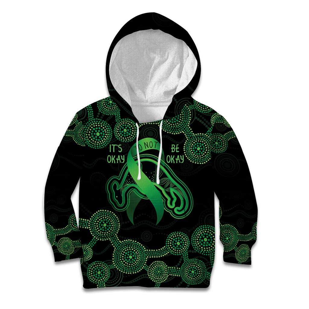 Green Kangaroo Ribbon Aboriginal Personalised Kid Hoodie Depression Awareness