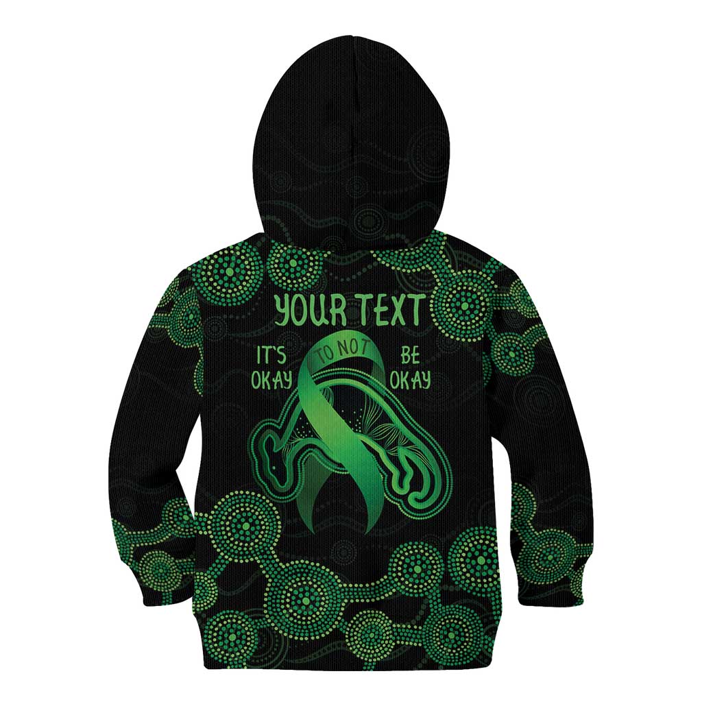 Green Kangaroo Ribbon Aboriginal Personalised Kid Hoodie Depression Awareness