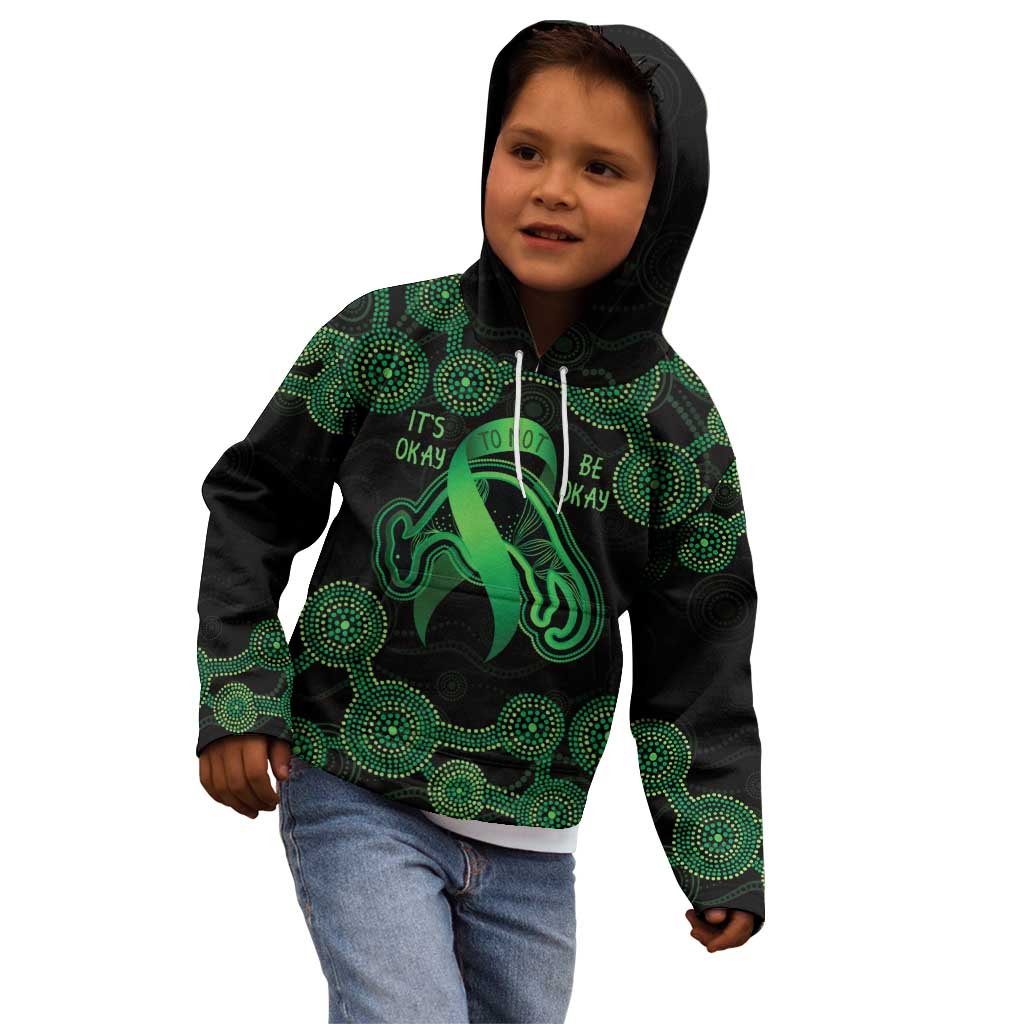 Green Kangaroo Ribbon Aboriginal Personalised Kid Hoodie Depression Awareness