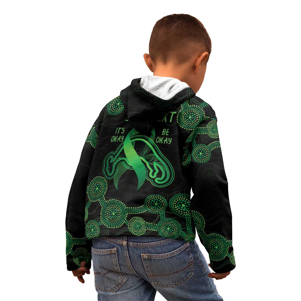 Green Kangaroo Ribbon Aboriginal Personalised Kid Hoodie Depression Awareness