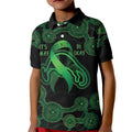 Green Kangaroo Ribbon Aboriginal Personalised Kid Polo Shirt Depression Awareness