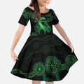 Green Kangaroo Ribbon Aboriginal Personalised Kid Short Sleeve Dress Depression Awareness