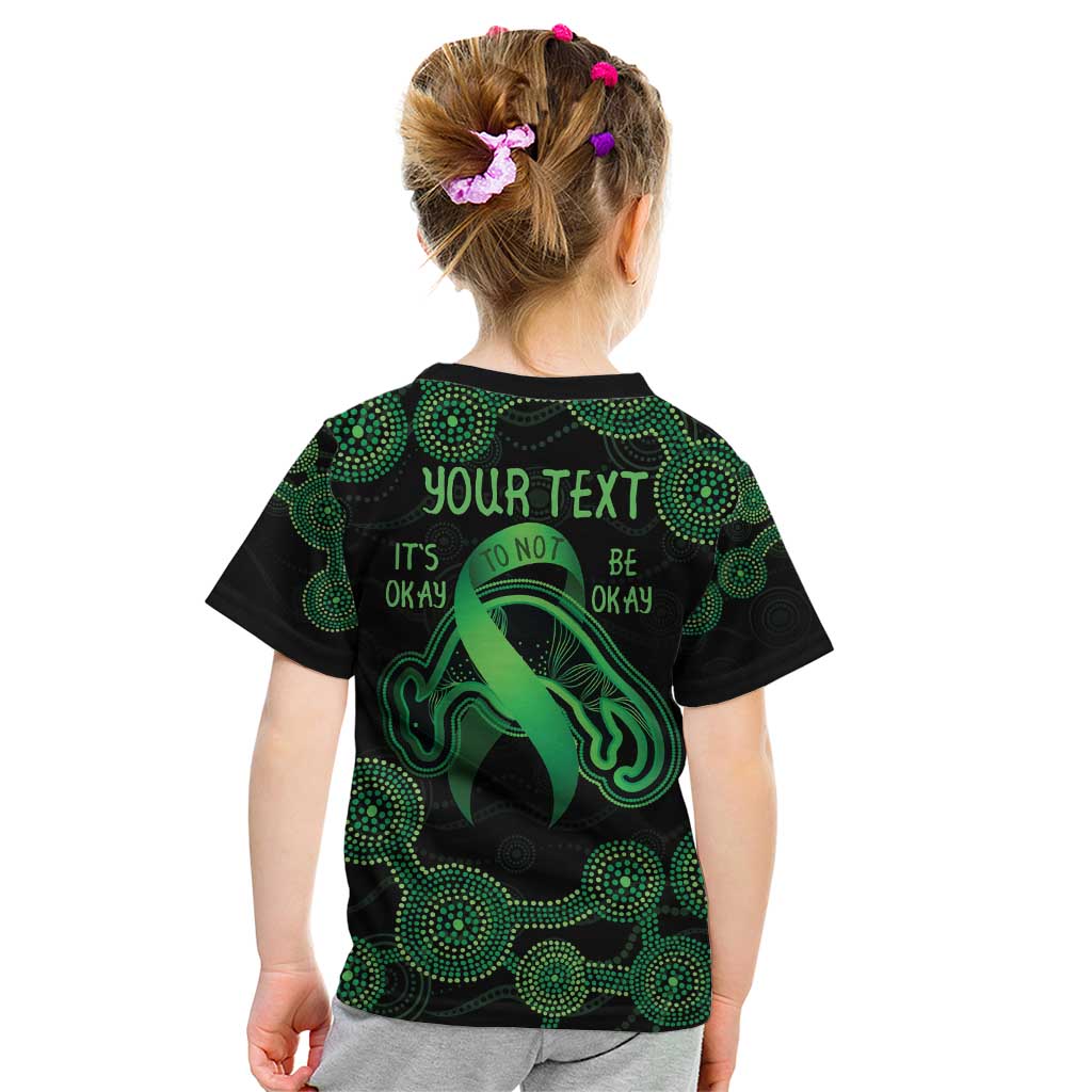 Green Kangaroo Ribbon Aboriginal Personalised Kid T Shirt Depression Awareness