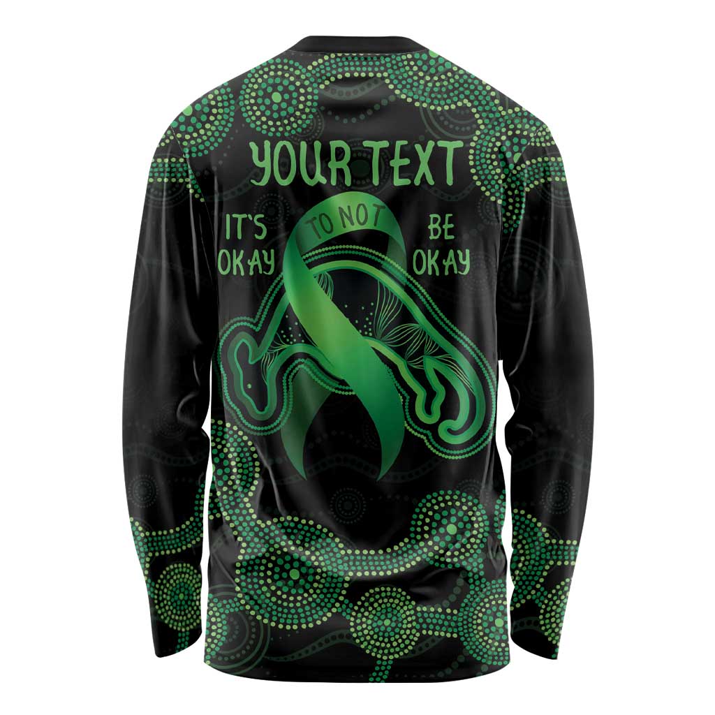 Green Kangaroo Ribbon Aboriginal Personalised Long Sleeve Shirt Depression Awareness