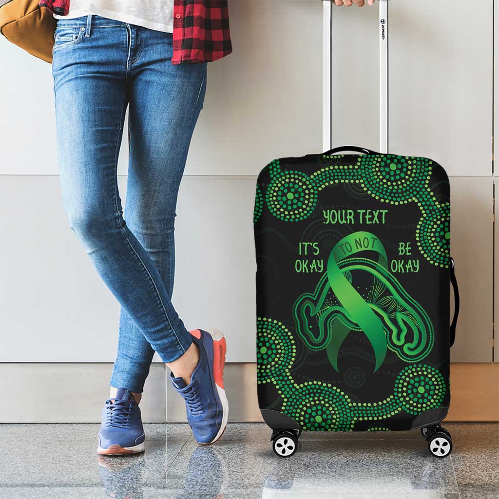 Green Kangaroo Ribbon Aboriginal Personalised Luggage Cover Depression Awareness
