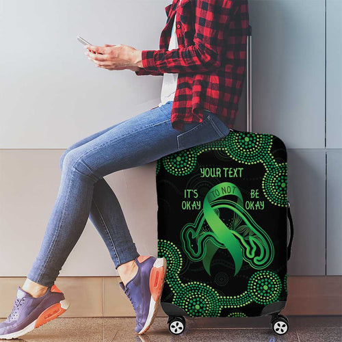 Green Kangaroo Ribbon Aboriginal Personalised Luggage Cover Depression Awareness