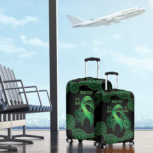 Green Kangaroo Ribbon Aboriginal Personalised Luggage Cover Depression Awareness