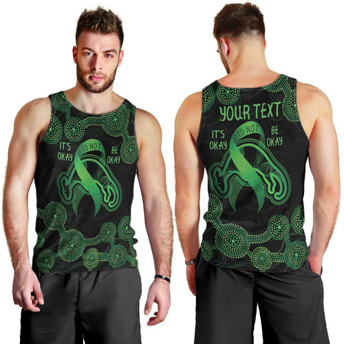 Green Kangaroo Ribbon Aboriginal Personalised Men Tank Top Depression Awareness