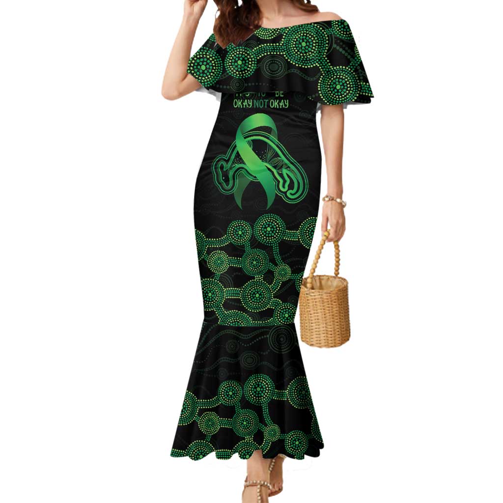 Green Kangaroo Ribbon Aboriginal Personalised Mermaid Dress Depression Awareness