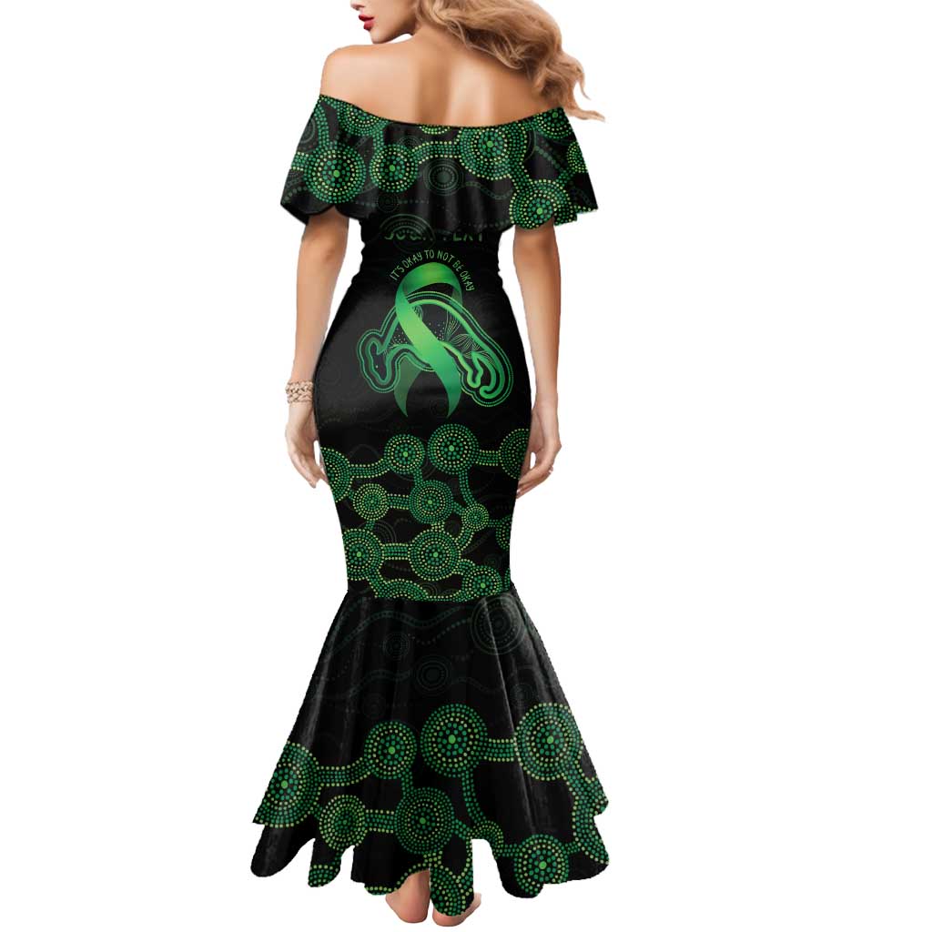 Green Kangaroo Ribbon Aboriginal Personalised Mermaid Dress Depression Awareness