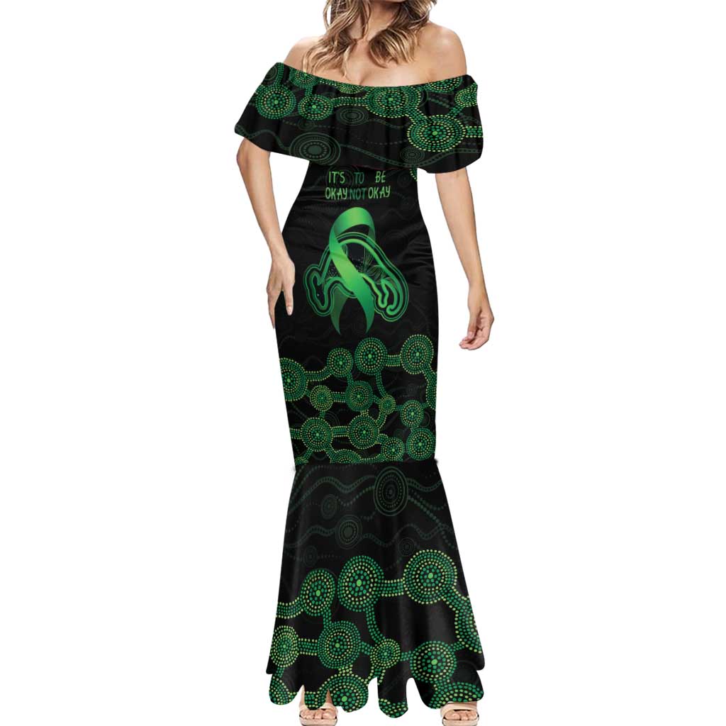 Green Kangaroo Ribbon Aboriginal Personalised Mermaid Dress Depression Awareness