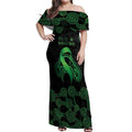 Green Kangaroo Ribbon Aboriginal Personalised Off Shoulder Maxi Dress Depression Awareness