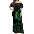 Green Kangaroo Ribbon Aboriginal Personalised Off Shoulder Maxi Dress Depression Awareness