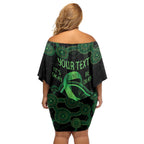 Green Kangaroo Ribbon Aboriginal Personalised Off Shoulder Short Dress Depression Awareness