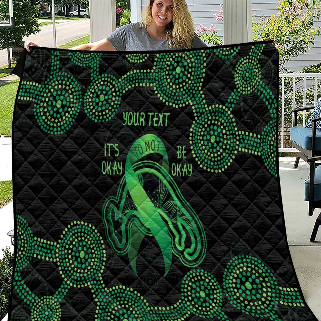 Green Kangaroo Ribbon Aboriginal Personalised Quilt Depression Awareness
