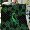 Green Kangaroo Ribbon Aboriginal Personalised Quilt Depression Awareness