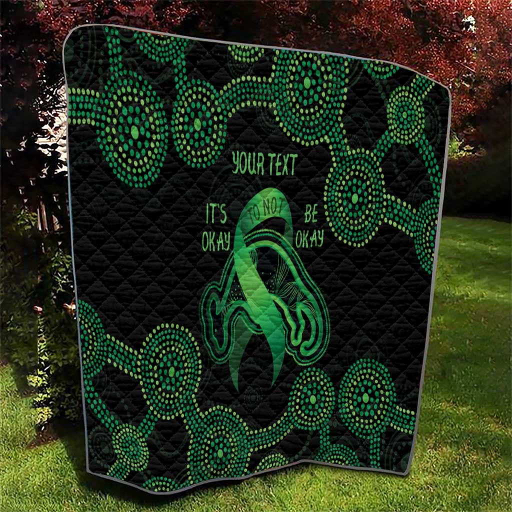 Green Kangaroo Ribbon Aboriginal Personalised Quilt Depression Awareness
